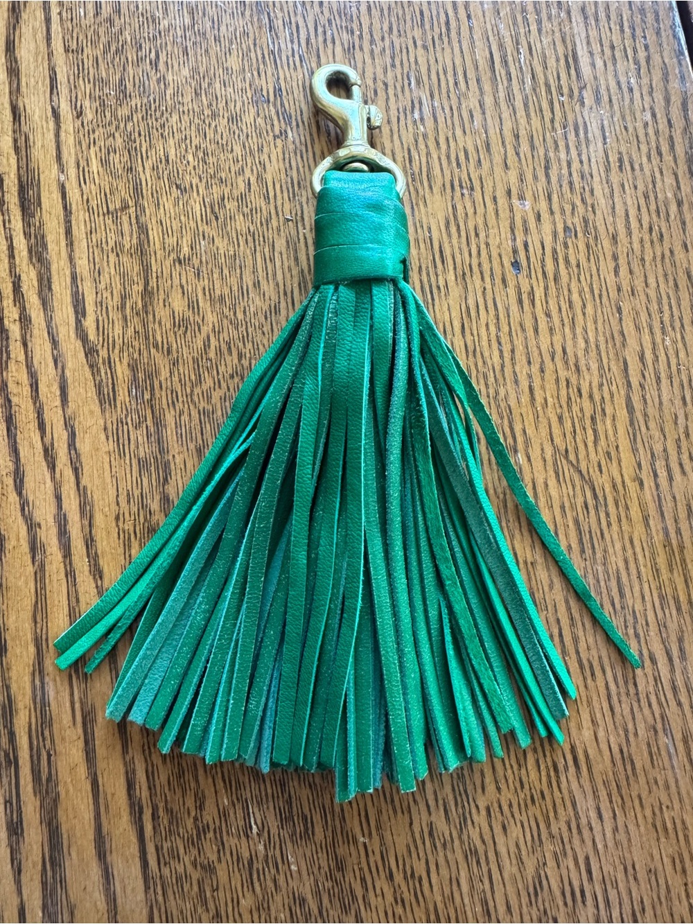 Leather Tassel Keychain Charm in Emerald Green - Picture 4 of 4